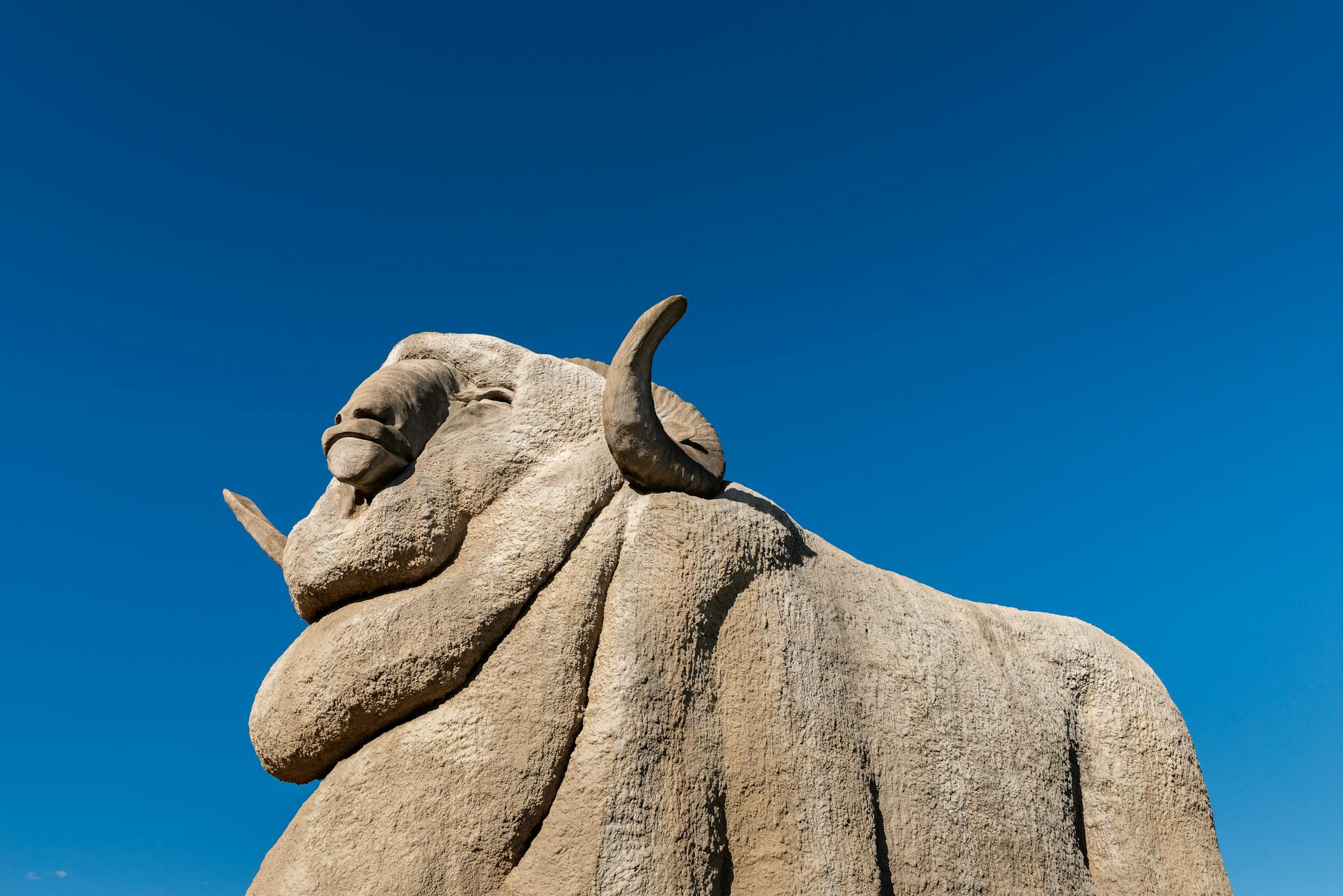 low angle shot of the concrete big merino statue in goulburn new south wales australia