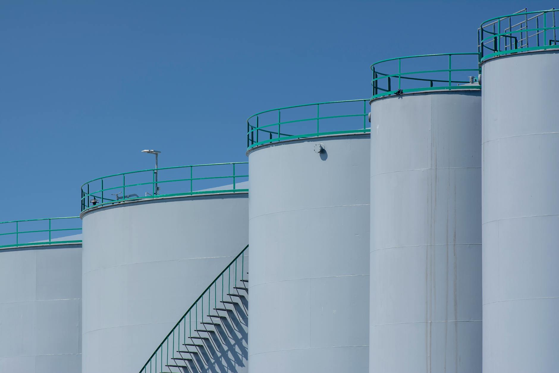 industrial storage tanks against blue sky